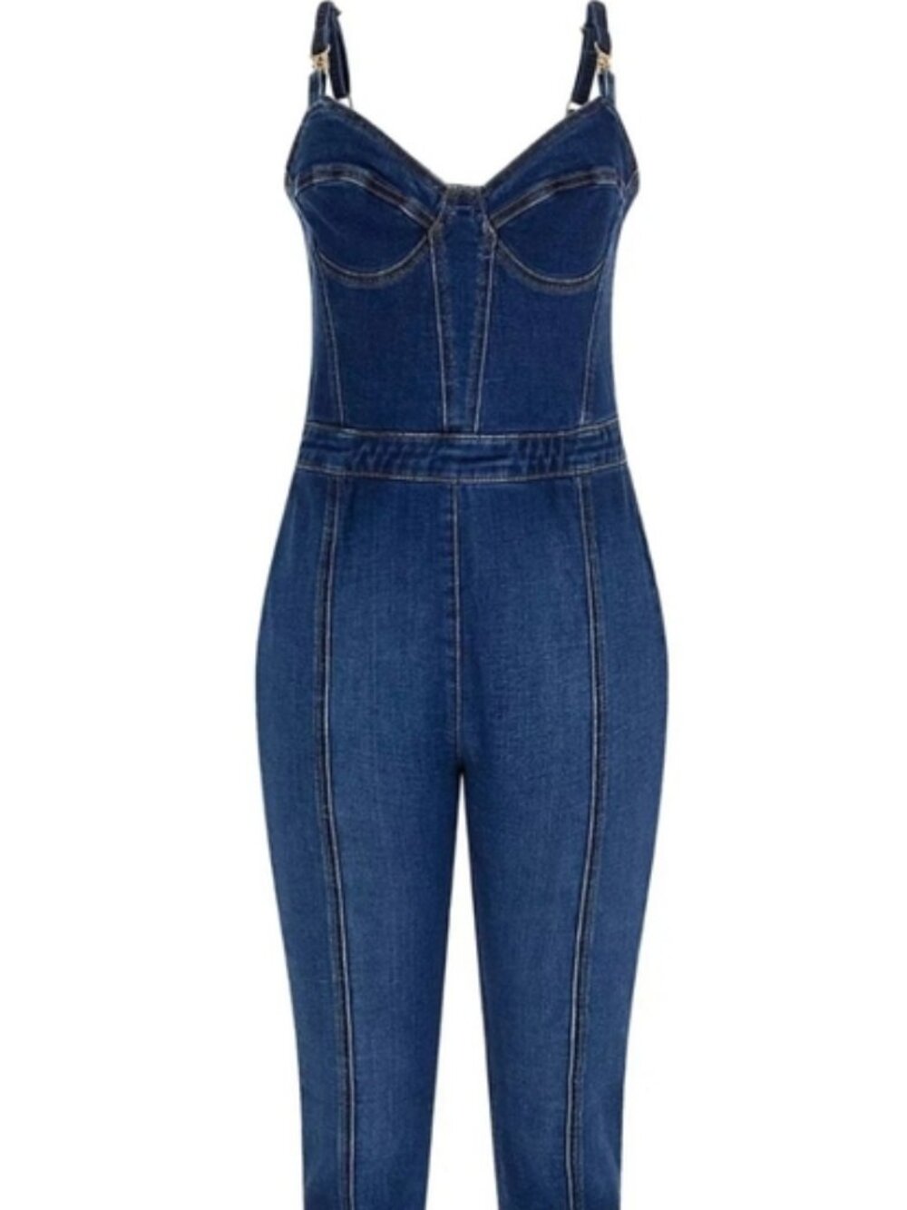GUESS Sweetheart Neckline Jumpsuit One Piece Bustier Structured Skinny Stretch S